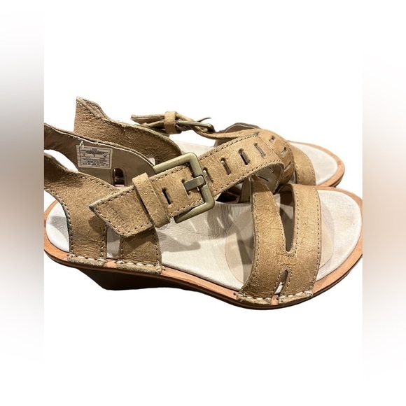 Merrell Prairie Wedge Brown Leather Sandals Select Fresh Size 5 Tan - Picture 4 of 9